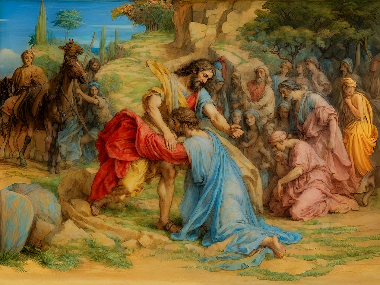 Giacobbe e Esaù si riuniscono da Josef Johann Michel