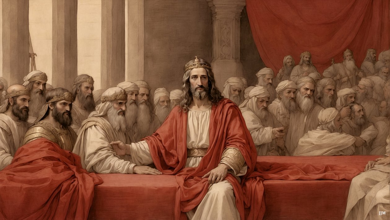 Gesù davanti a Pilato sul trono del giudizio da Josef Johann Michel