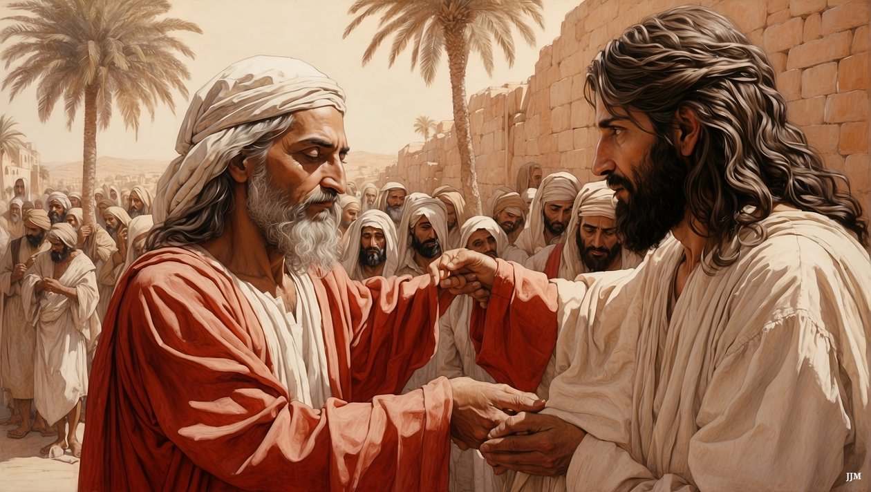 Gesù guarisce il mendicante cieco da Josef Johann Michel
