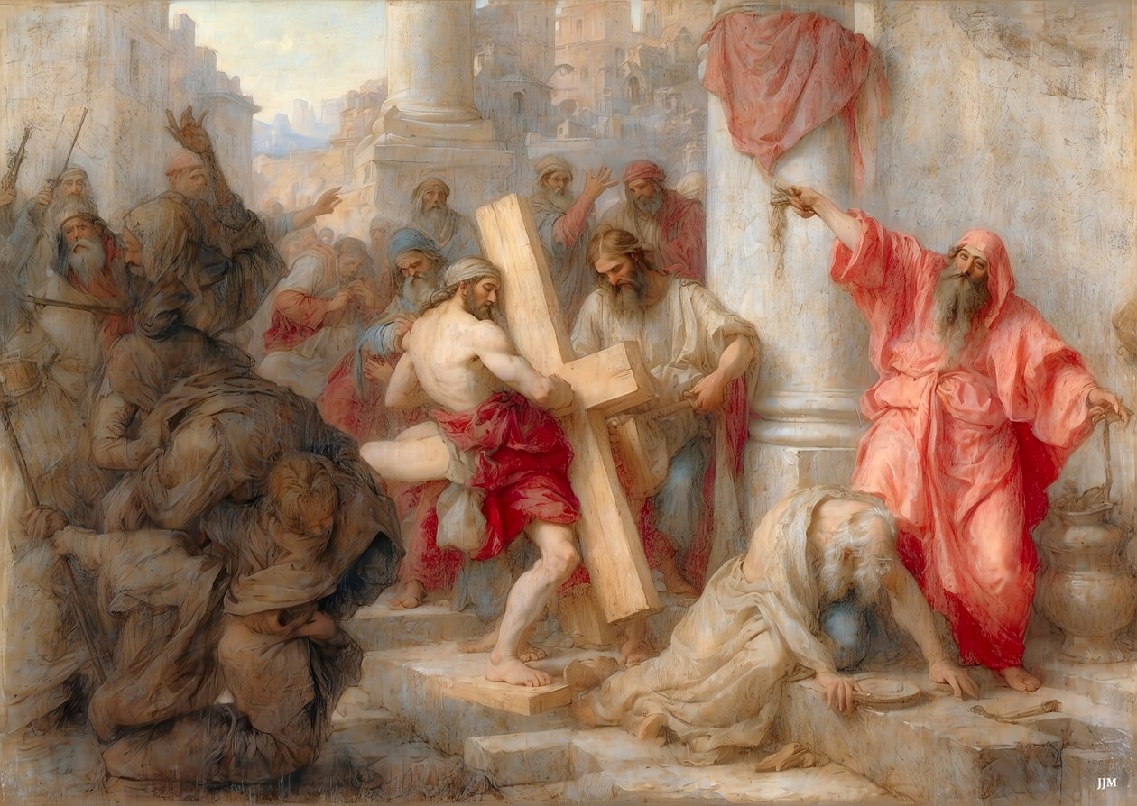 Gesù porta la croce attraverso Gerusalemme da Josef Johann Michel