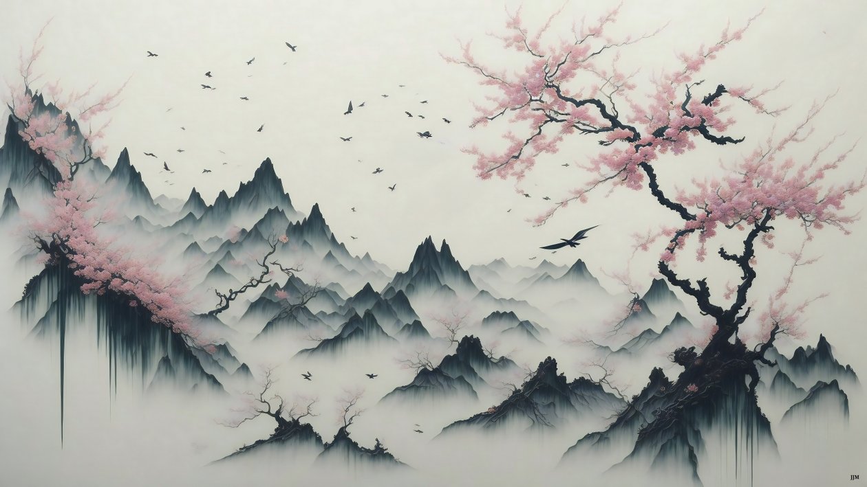 Albero di ciliegio in fiore da Josef Johann Michel