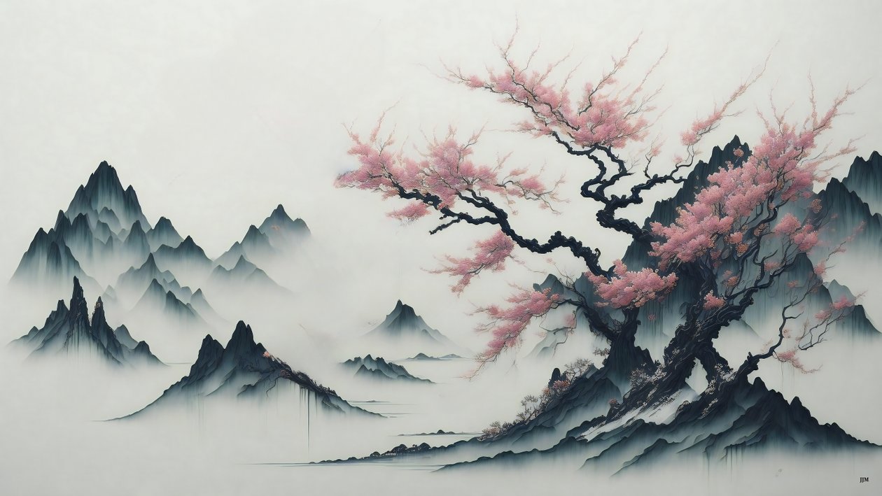 Albero di ciliegio in fiore da Josef Johann Michel