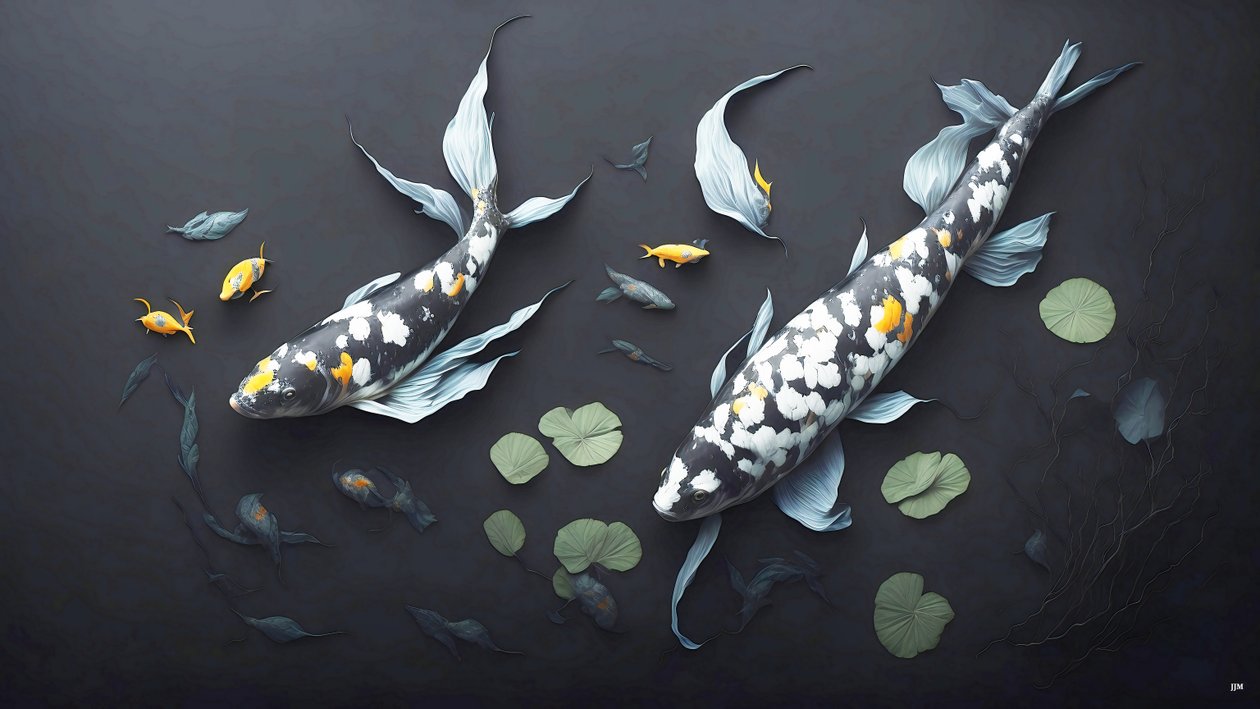 Carpa Koi marmo bianco da Josef Johann Michel