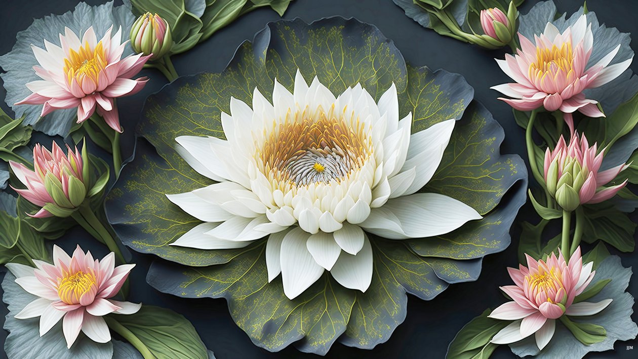 mandala: elementi di ninfee_03 da Josef Johann Michel