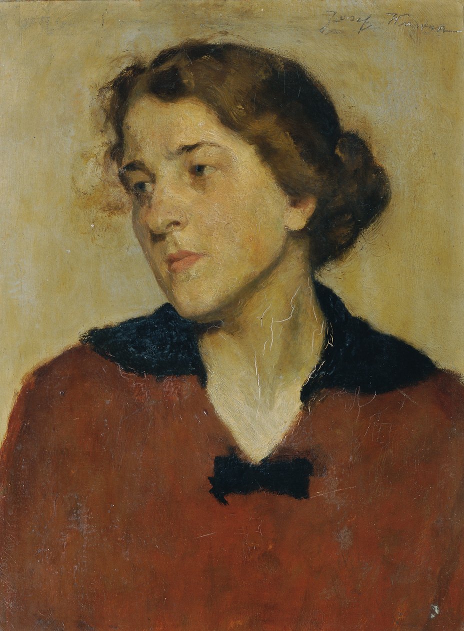 Ritratto di donna con maglione rosso da Josef Wawra