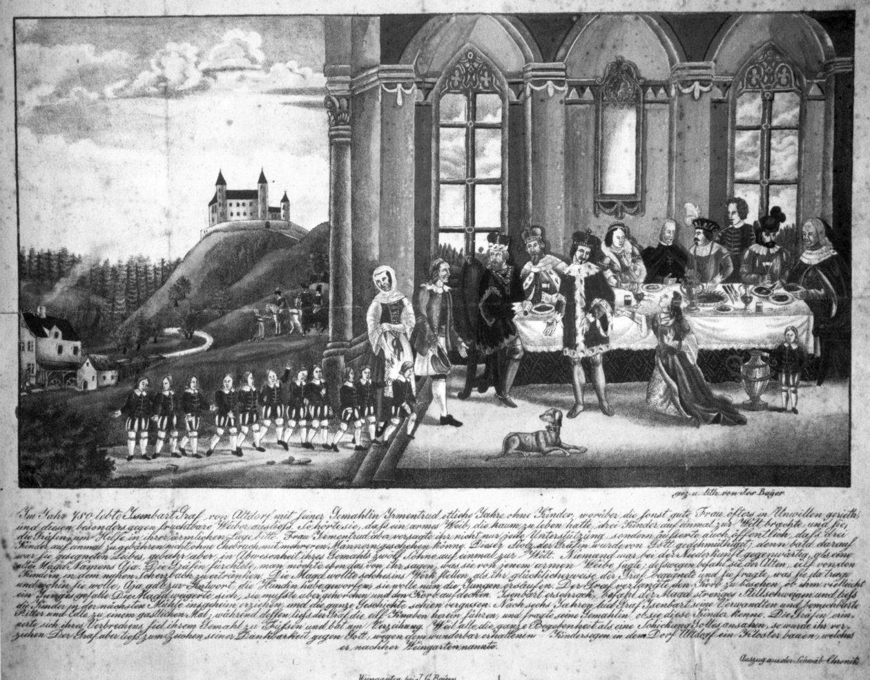 Incisione di Welfensage da Joseph Bayer