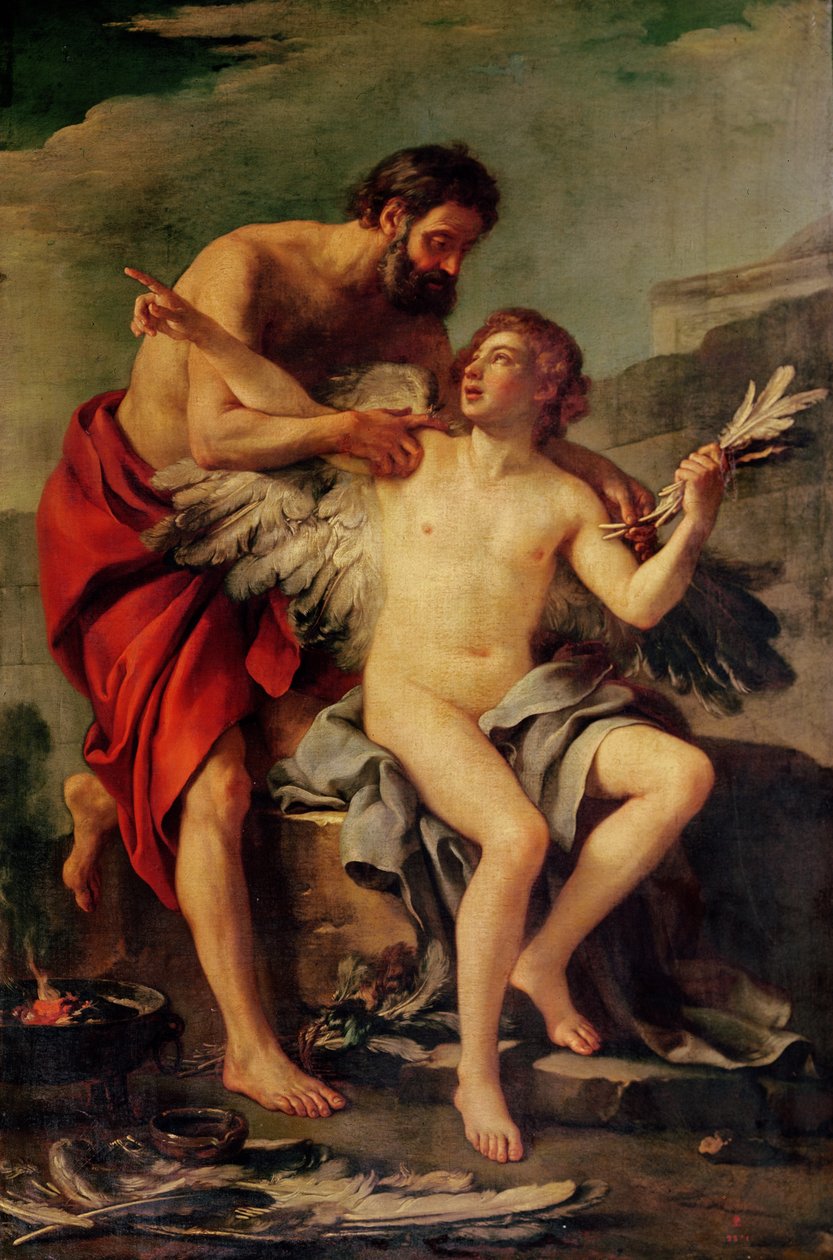 Dedalo attacca le ali di Icaro, c.1754 da Joseph Marie, the Elder Vien