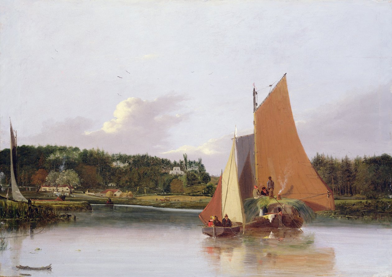 Barche sullo Yare vicino a Bramenton, Norfolk, 1828 da Joseph Stannard