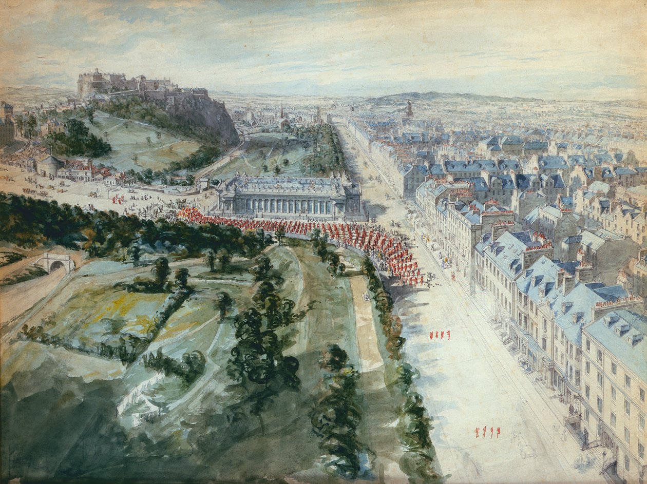 Princes Street, Edimburgo Guardando a Ovest, 10.15 am Agosto, 1847, mostrando la Parata, a Ovest dell