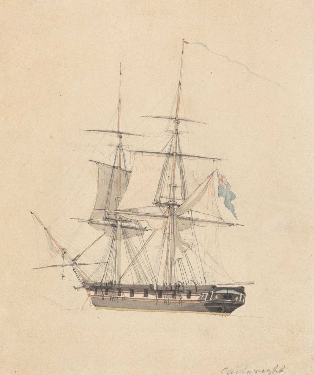 Brigantino ermafrodito singolo, poppa in avanti da Joseph Cartwright