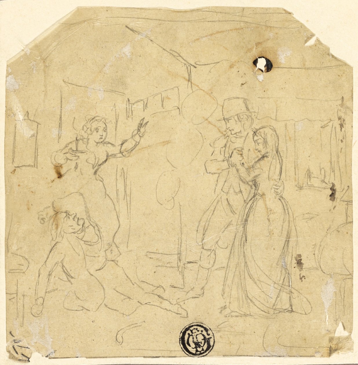 Scena drammatica con coppia, uomo anziano da Joseph Clayton Bentley