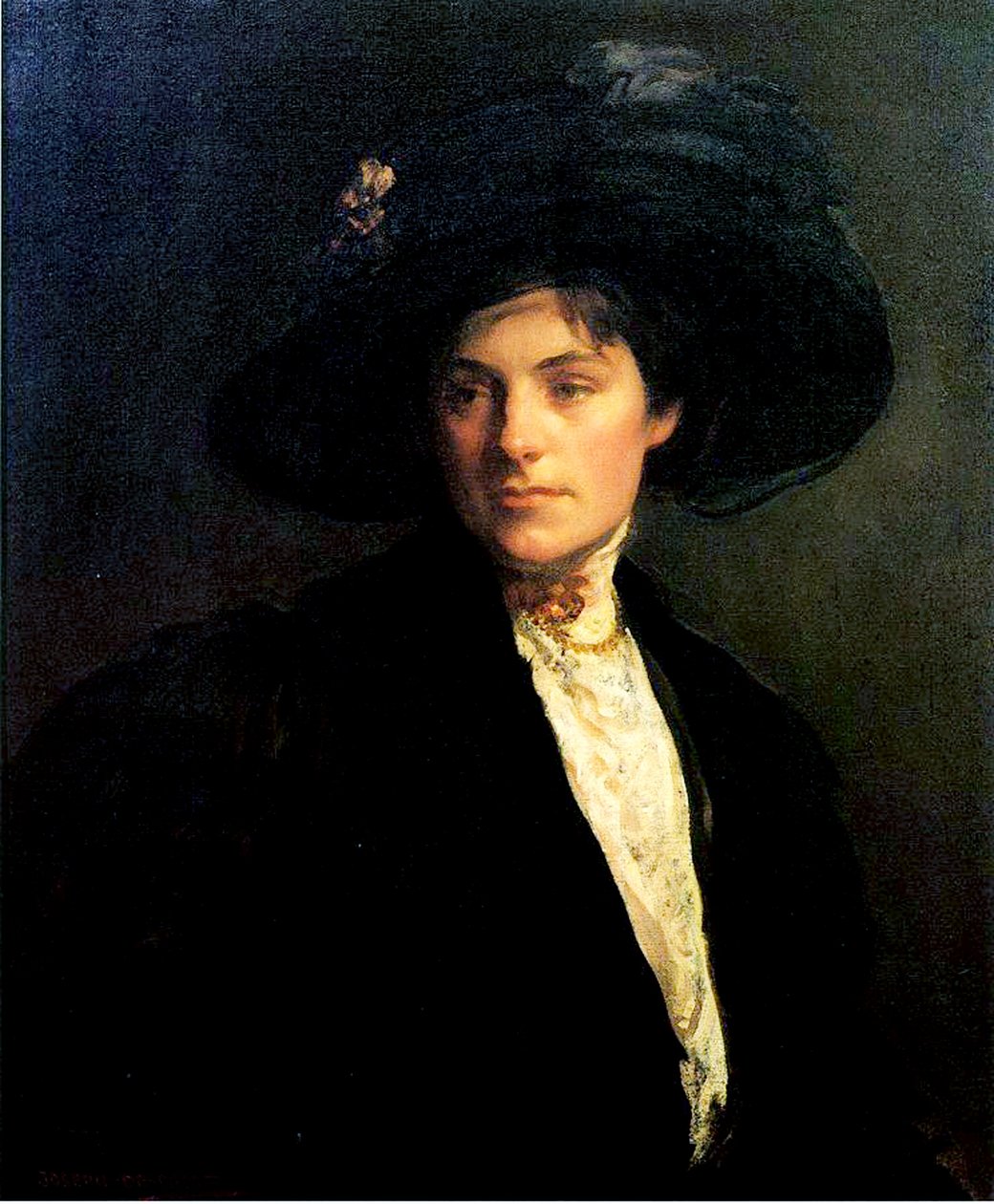 Donna con cappello nero, 1910 da Joseph DeCamp