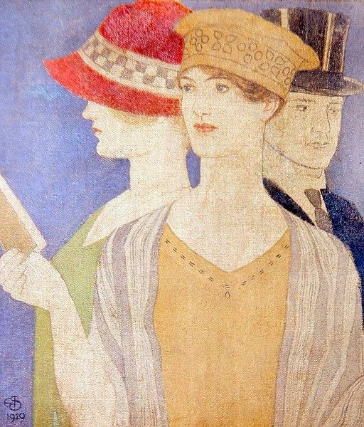 Visitatori a una mostra da Joseph Edward Southall
