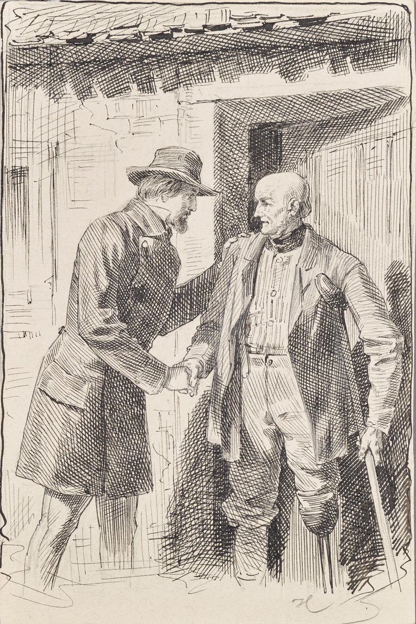 Due uomini, uno con una gamba amputata da Joseph Eugen Hörwarter