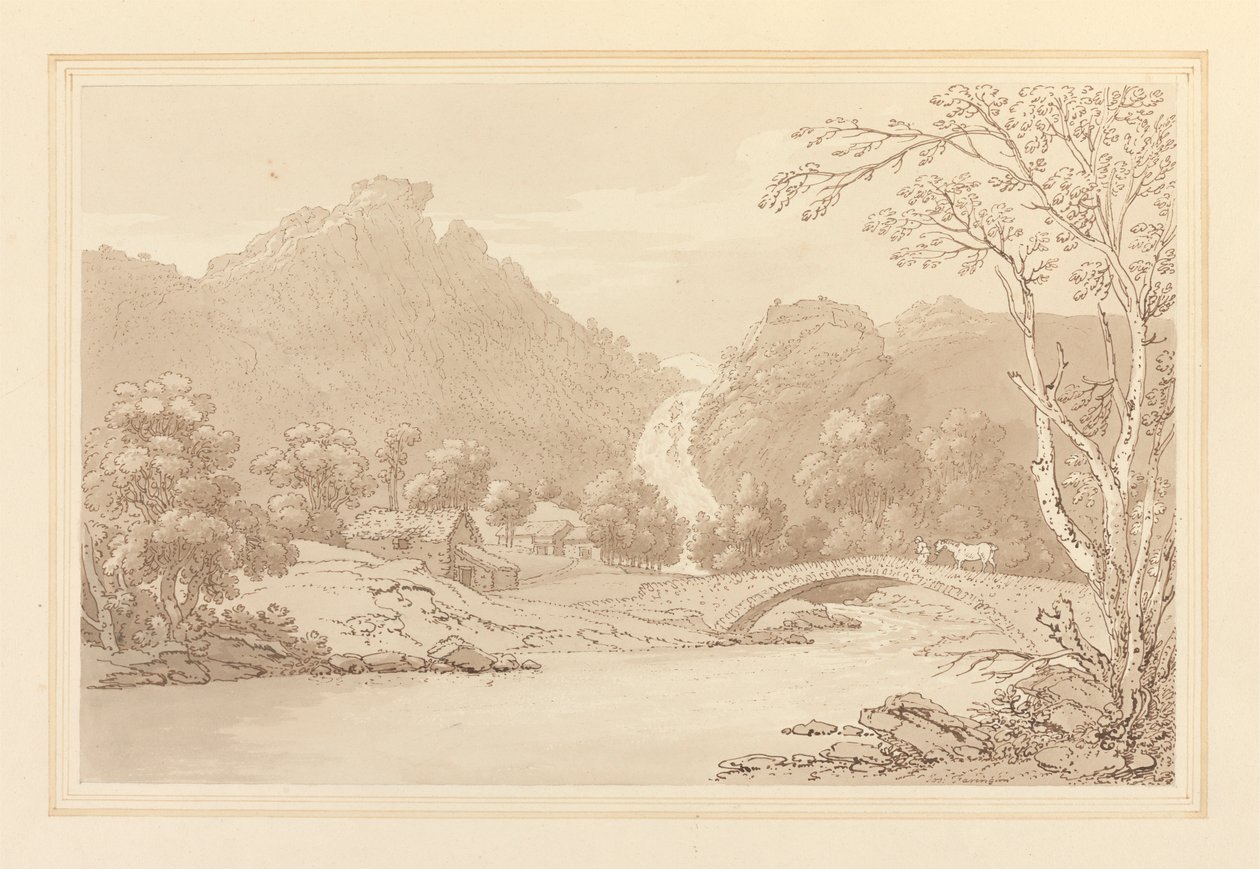 Rocce e cascata di Lodore, vista frontale da Joseph Farington