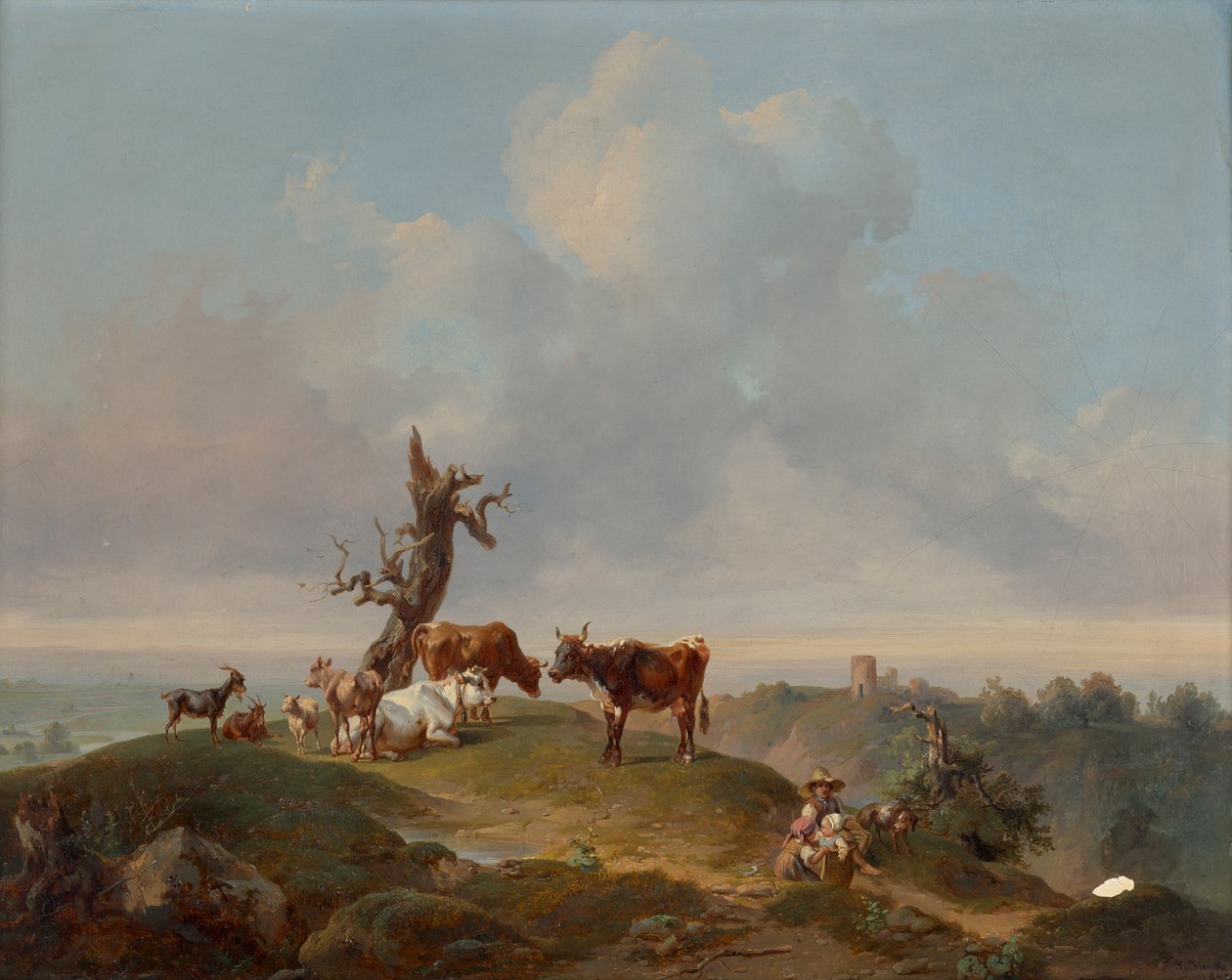 Mucche e capre al pascolo da Joseph Heicke