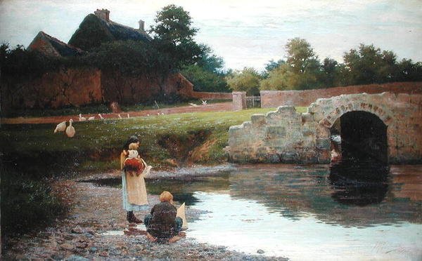 Giocando vicino al vecchio ponte da Joseph Malachy Kavanagh