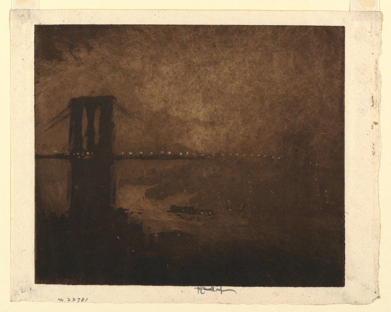 Ponte di Brooklyn di Notte da Joseph Pennell