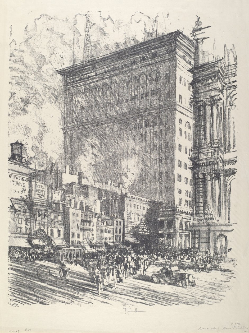 Piazza del Municipio e Edificio Wanamaker da Joseph Pennell
