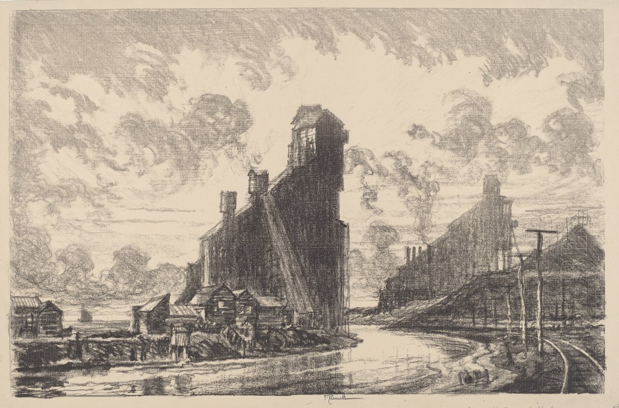 Frantumatore di carbone sul fiume da Joseph Pennell