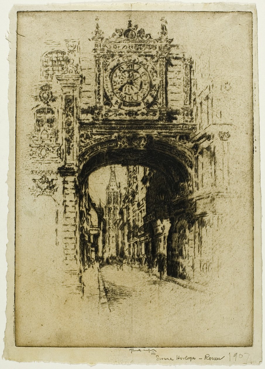 Grosse Horloge, Rouen da Joseph Pennell