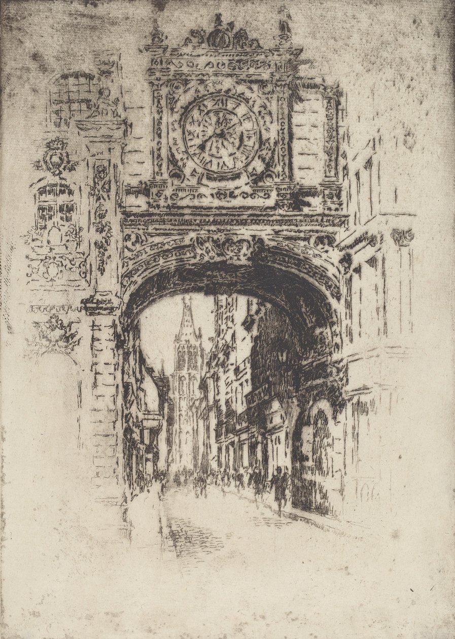 Grosse Horloge, Rouen, 1907 da Joseph Pennell