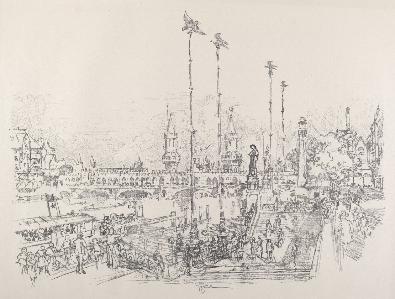 Oberbaum-Brucke, Berlino, 1921 da Joseph Pennell