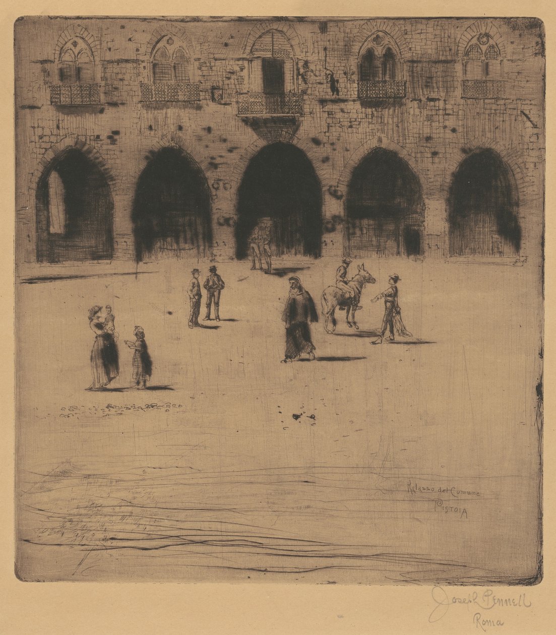 Piazza del Comune, Pistoia da Joseph Pennell