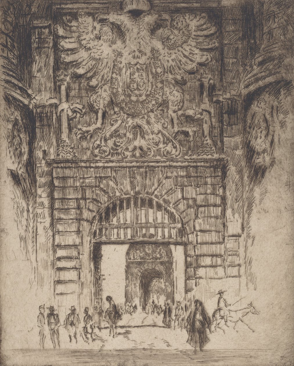 Puerta Visagara, Porta di Madrid, Toledo, 1904 da Joseph Pennell
