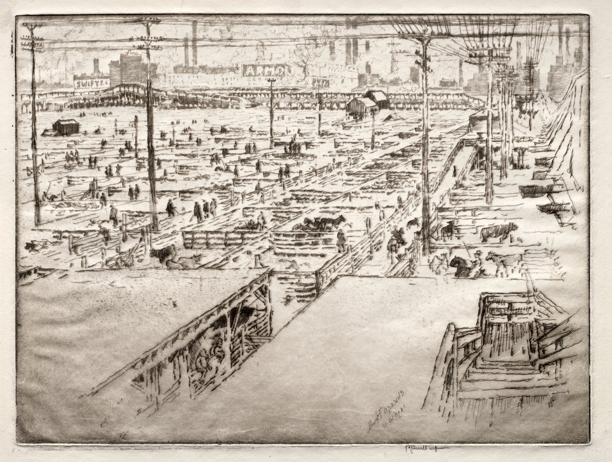 Recinti per il Bestiame, Chicago da Joseph Pennell