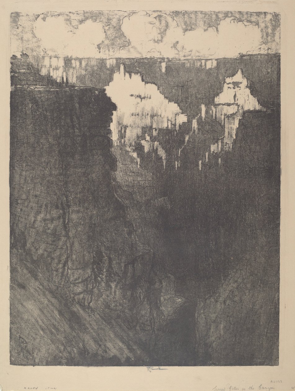 Tramonto nelle città del canyon, 1912 da Joseph Pennell