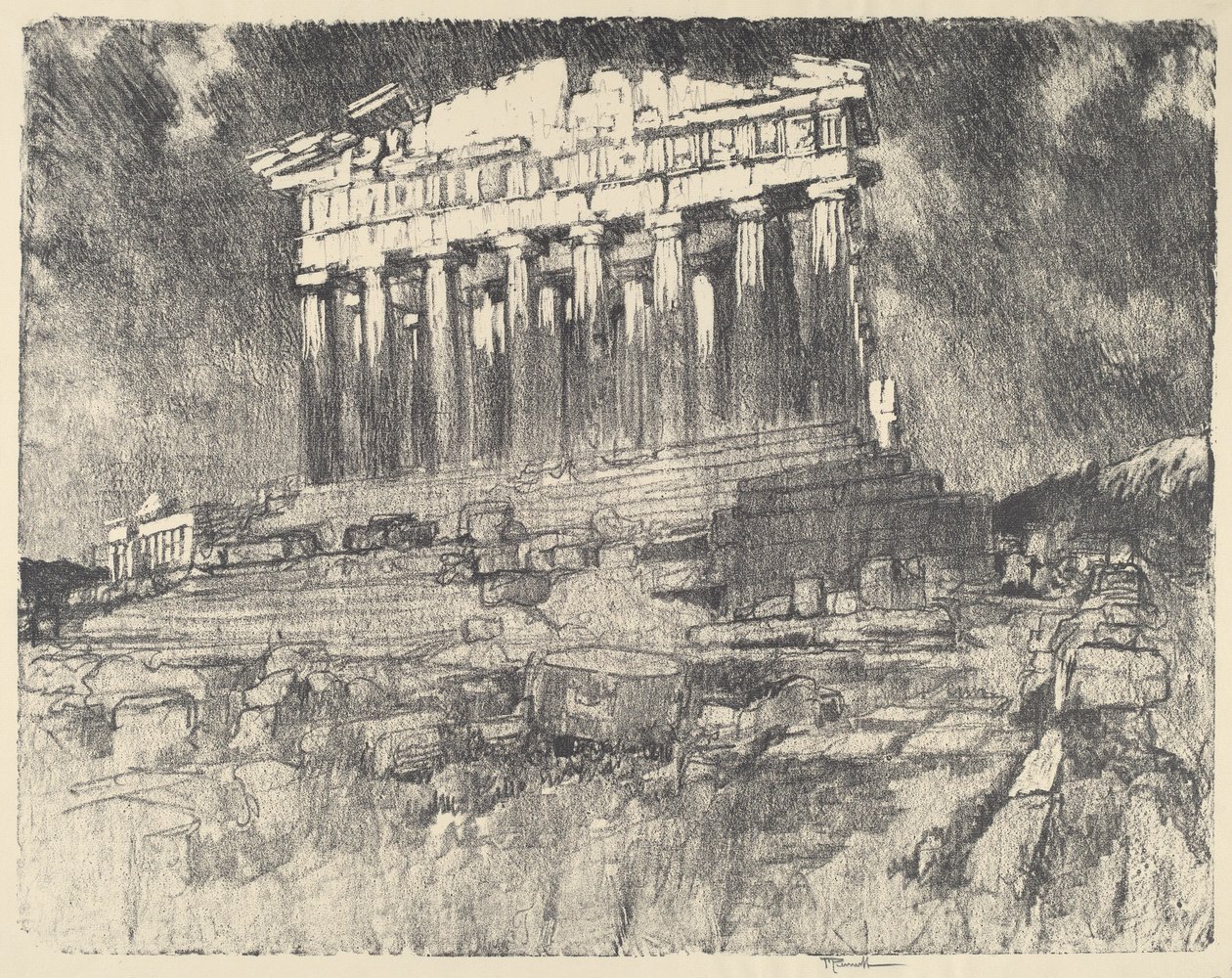 La facciata del Partenone, tramonto da Joseph Pennell