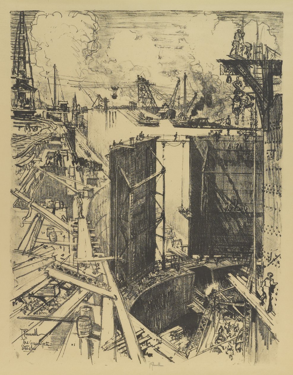 La porta di guardia, chiusa di Gatun, 1912 da Joseph Pennell