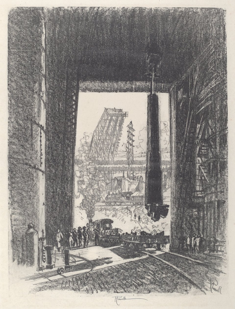 La fossa dei cannoni, No.I, 1917 da Joseph Pennell
