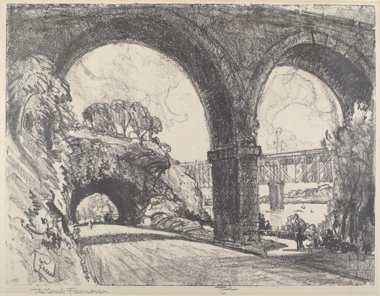 Il tunnel nel parco, 1912 da Joseph Pennell