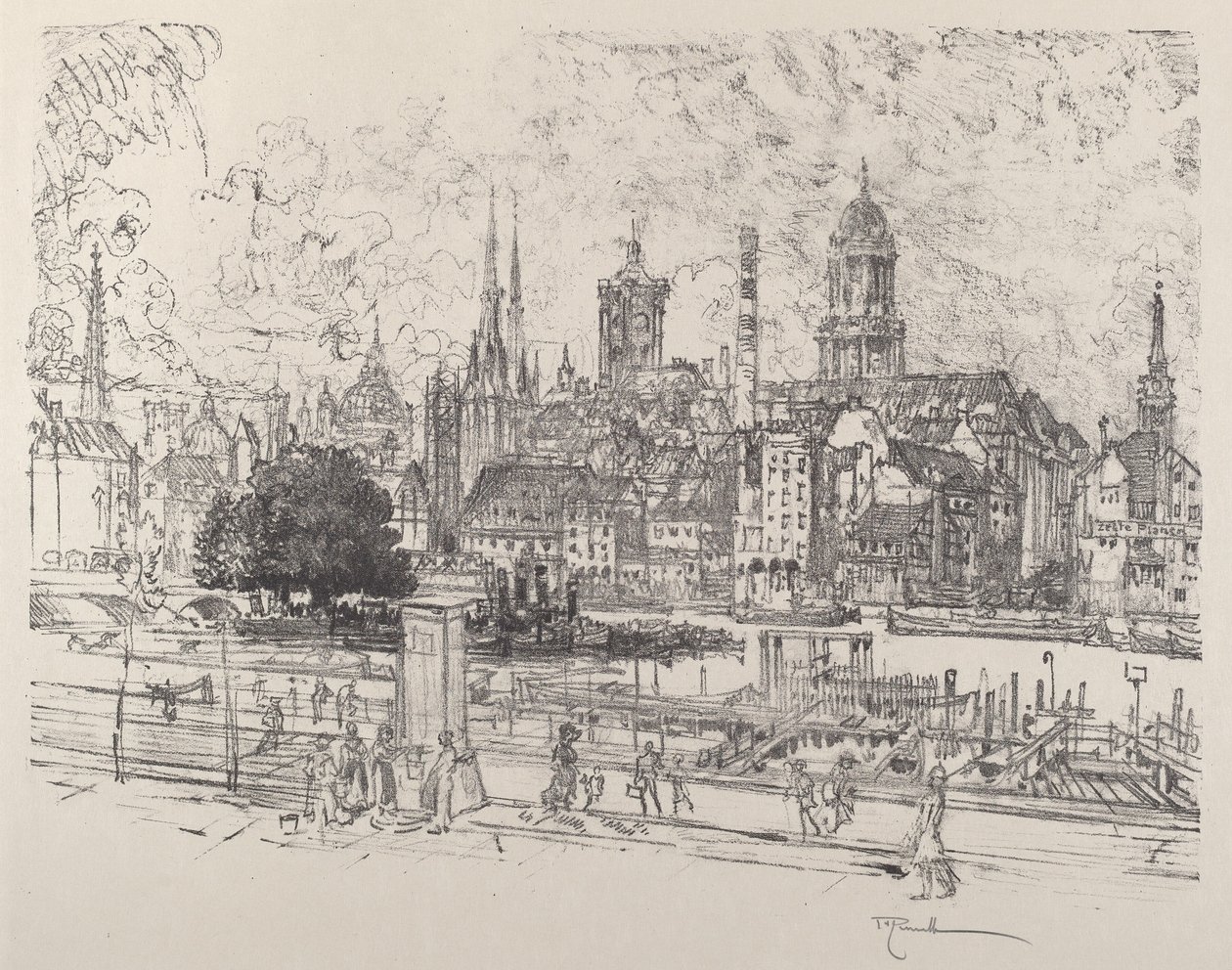 Vista sullo Spree, Berlino, 1921 da Joseph Pennell