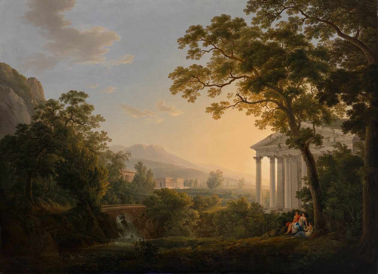 Paesaggio ideale con edifici templari da Joseph Rebell