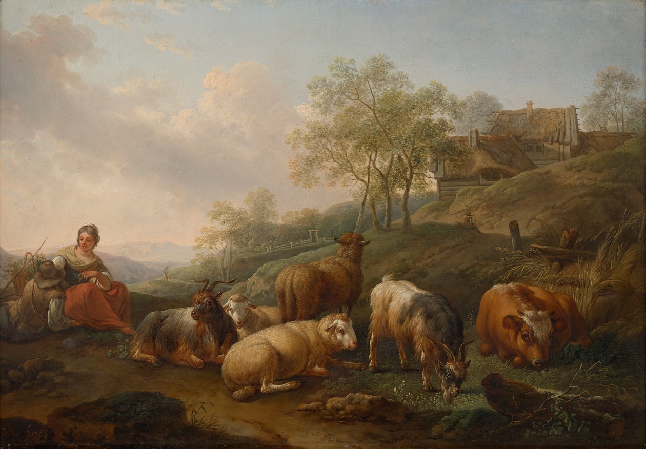Paesaggio con bestiame al pascolo da Joseph Roos d. Ä.
