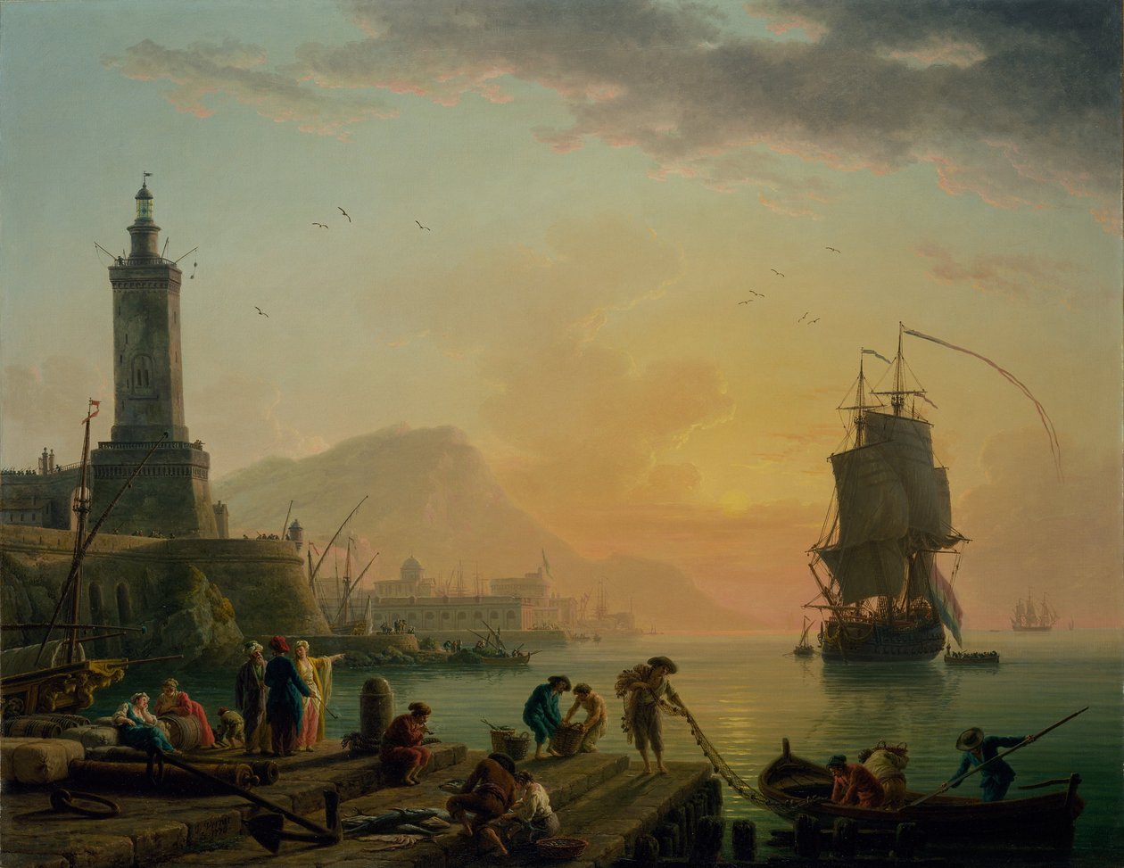 Calma in un porto del Mediterraneo da Joseph Vernet