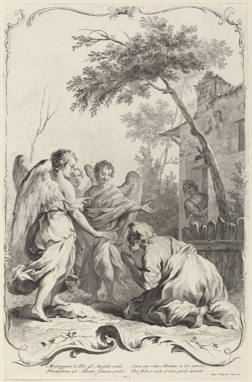 Abramo in ginocchio davanti ai tre angeli da Joseph Wagner