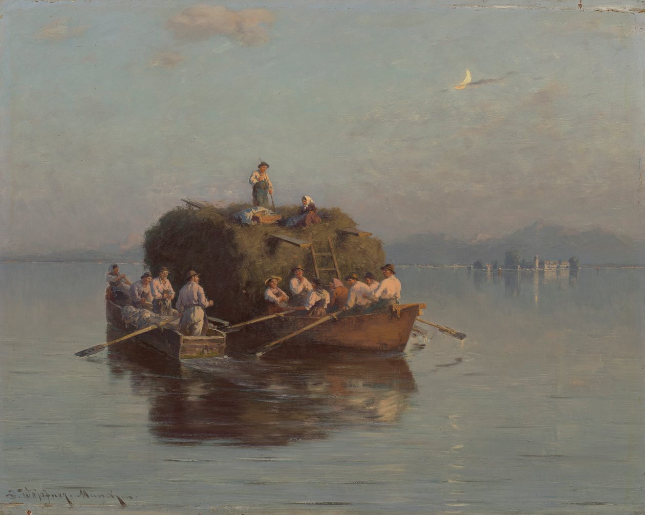 Barca di fieno sul Chiemsee da Joseph Wopfner