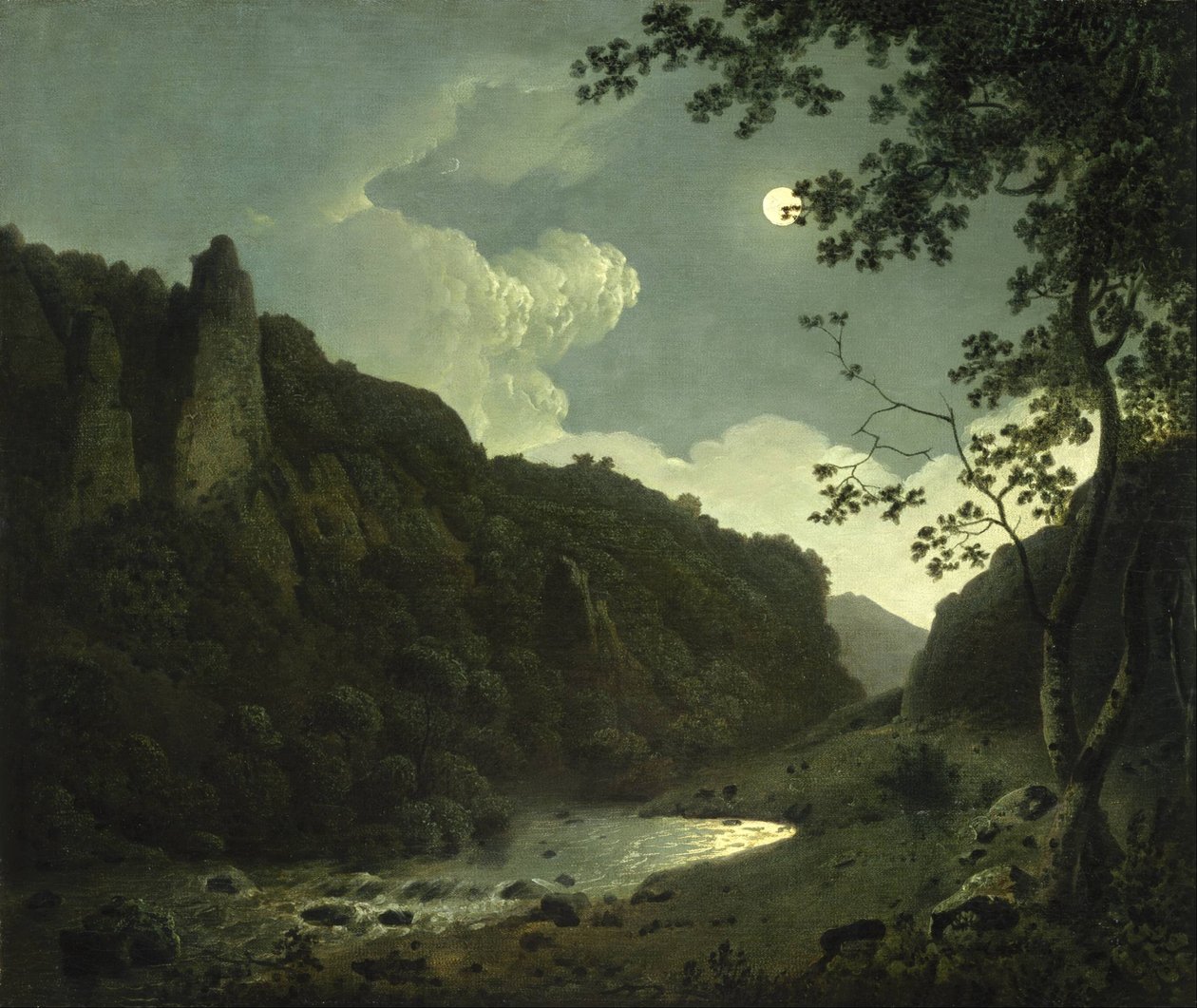 Dovedale al chiaro di luna da Joseph Wright of Derby