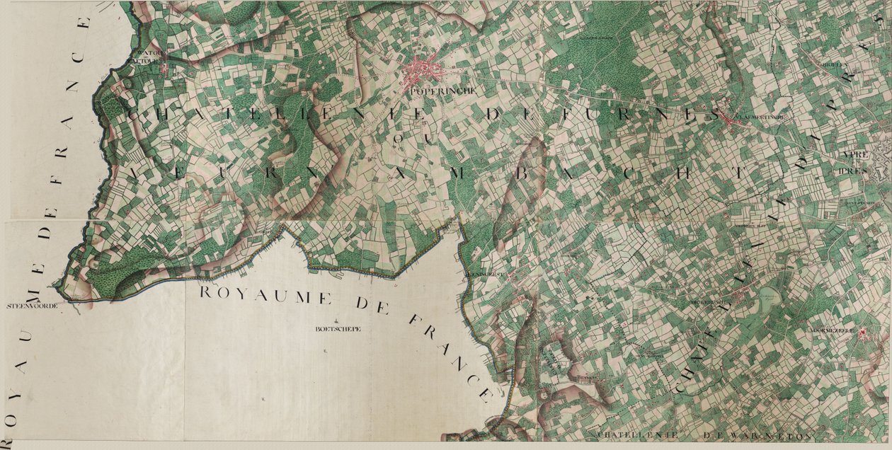 Mappa di Poperinghe - Poperinge da Joseph de Ferraris