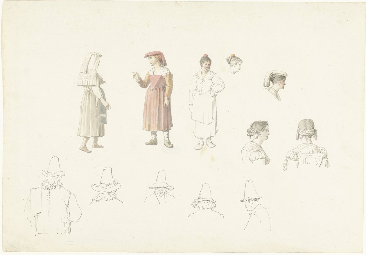 Foglio di studio con contadini italiani da Josephus Augustus Knip