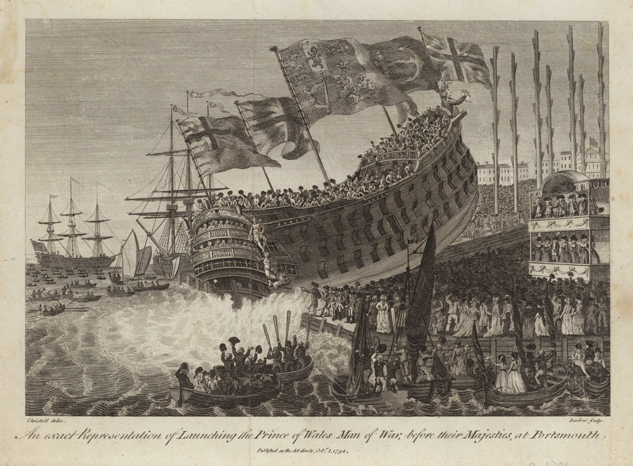 Varo del Principe di Galles, nave da guerra, davanti alle loro Maestà a Portsmouth da Joshua Cristall