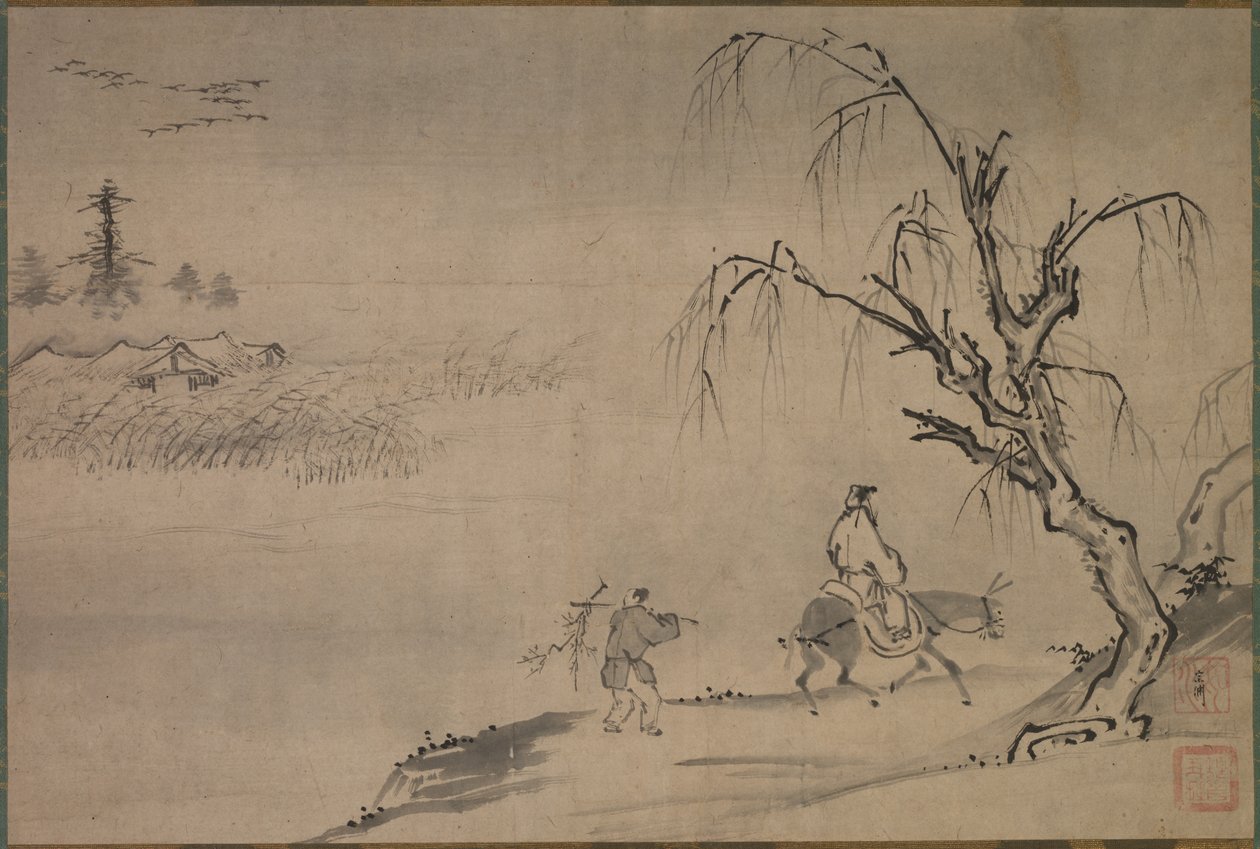 Letterato cinese in un paesaggio autunnale da Josui Sōen
