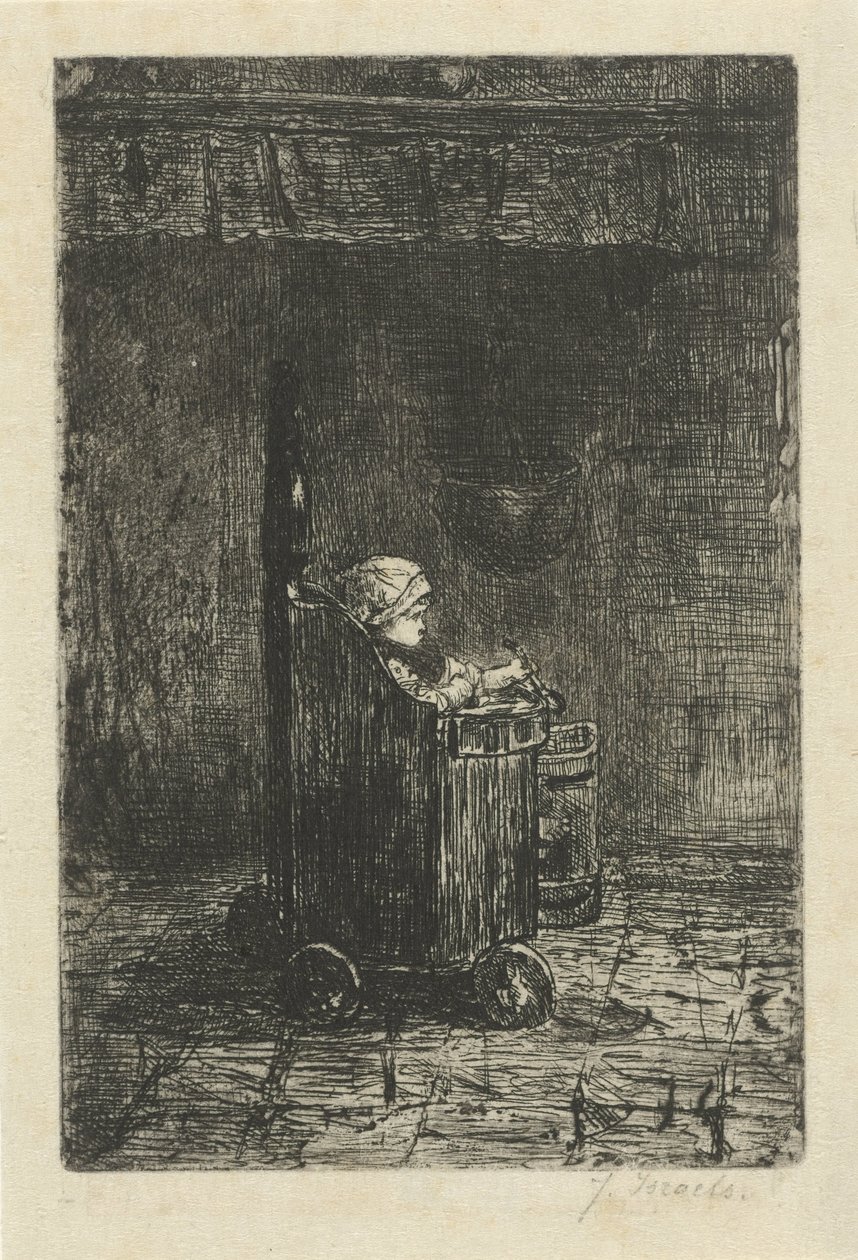 Bambino nella seggiolina da Jozef Israëls (signed by artist)