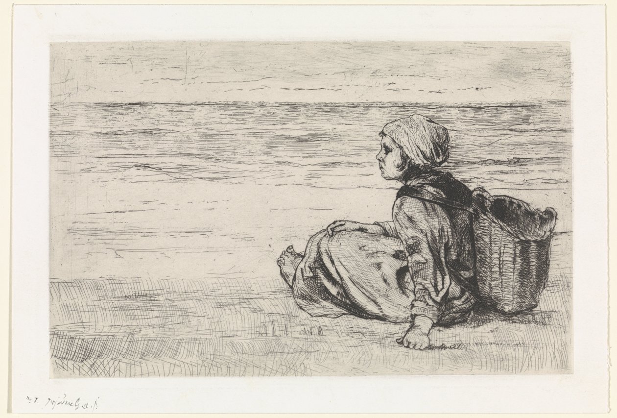 Ragazza al mare da Jozef Israëls (signed by artist)