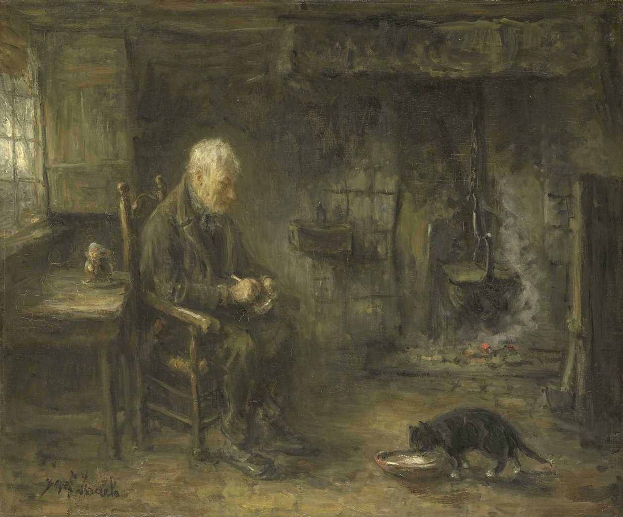 Interno di una capanna di contadini da Jozef Israëls