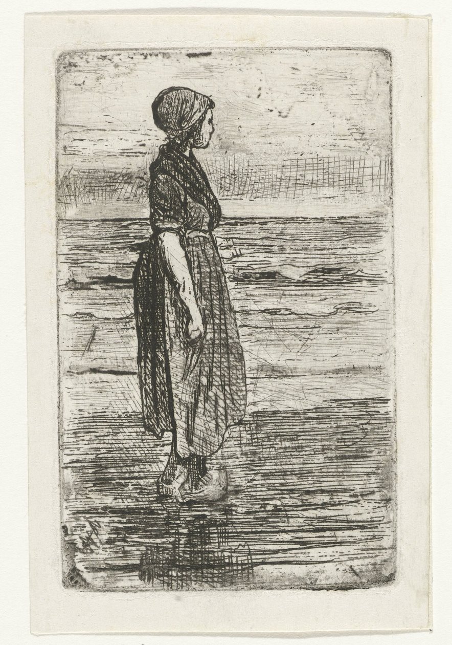 Donna in piedi sulla spiaggia da Jozef Israëls